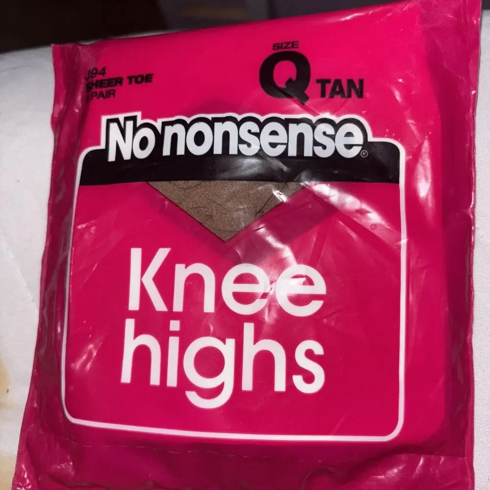 No Nonsense Nylon Knee Highs Comfort Top Sheer Toe 2 Pair Pack USA Tan Size Q